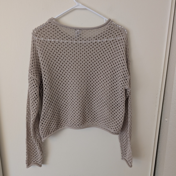 Vintage Y2K Womens Small Beige Crochet Butterfly Sweater Cottage Coquette Boho - Picture 5 of 6